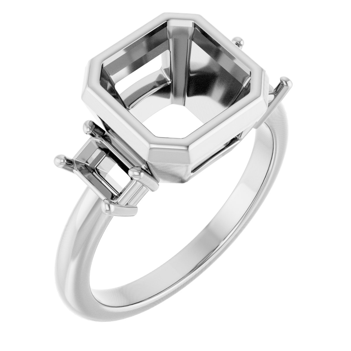 Bezel-Set Three-Stone Engagement Ring
