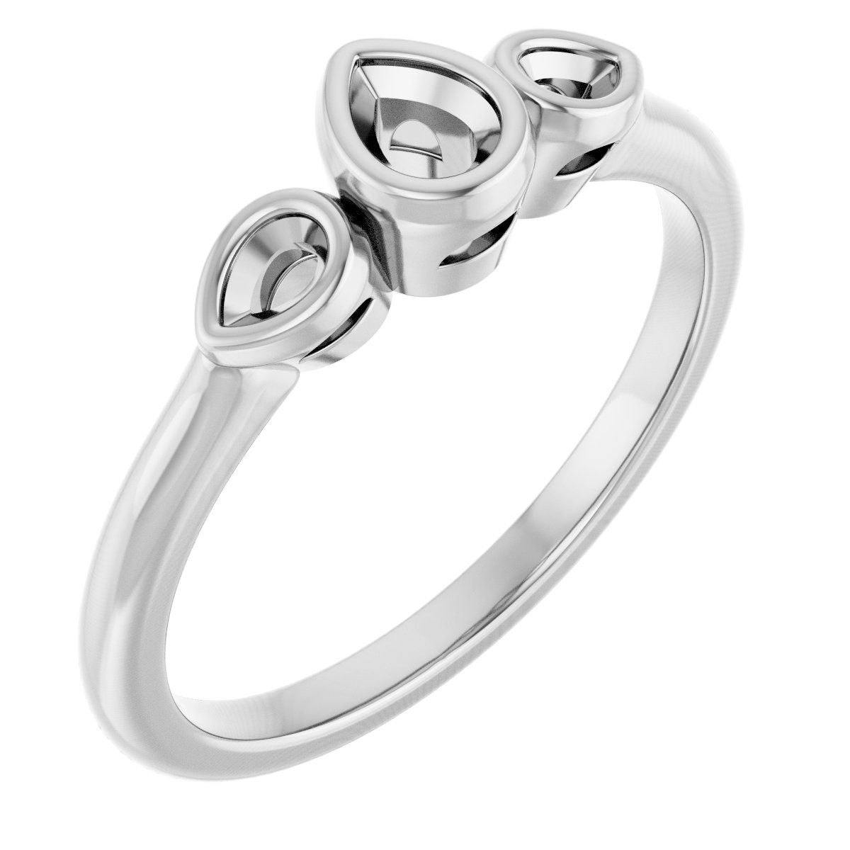 Bezel-Set Three-Stone Engagement Ring