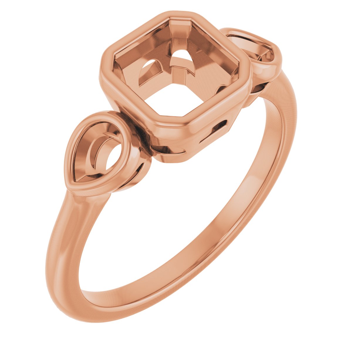 Bezel-Set Three-Stone Engagement Ring