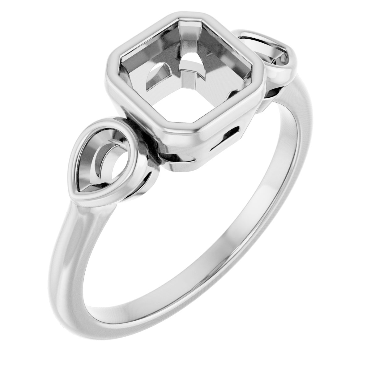 Bezel-Set Three-Stone Engagement Ring