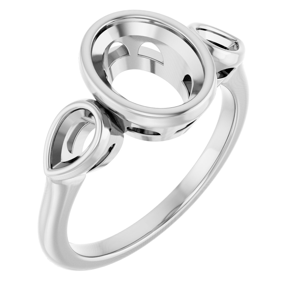 Bezel-Set Three-Stone Engagement Ring
