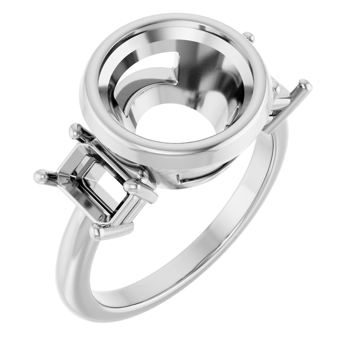 Bezel-Set Three-Stone Engagement Ring