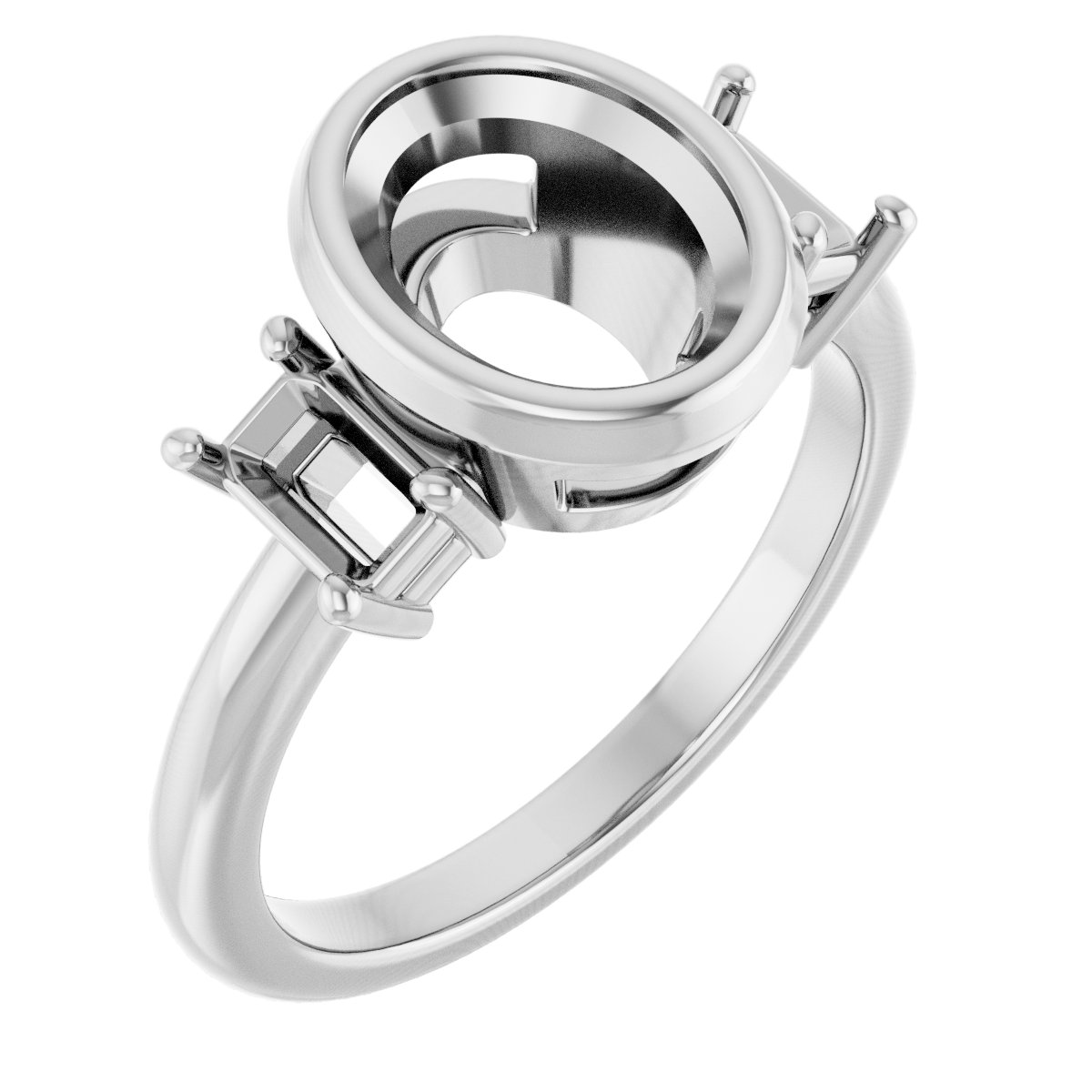 Bezel-Set Three-Stone Engagement Ring