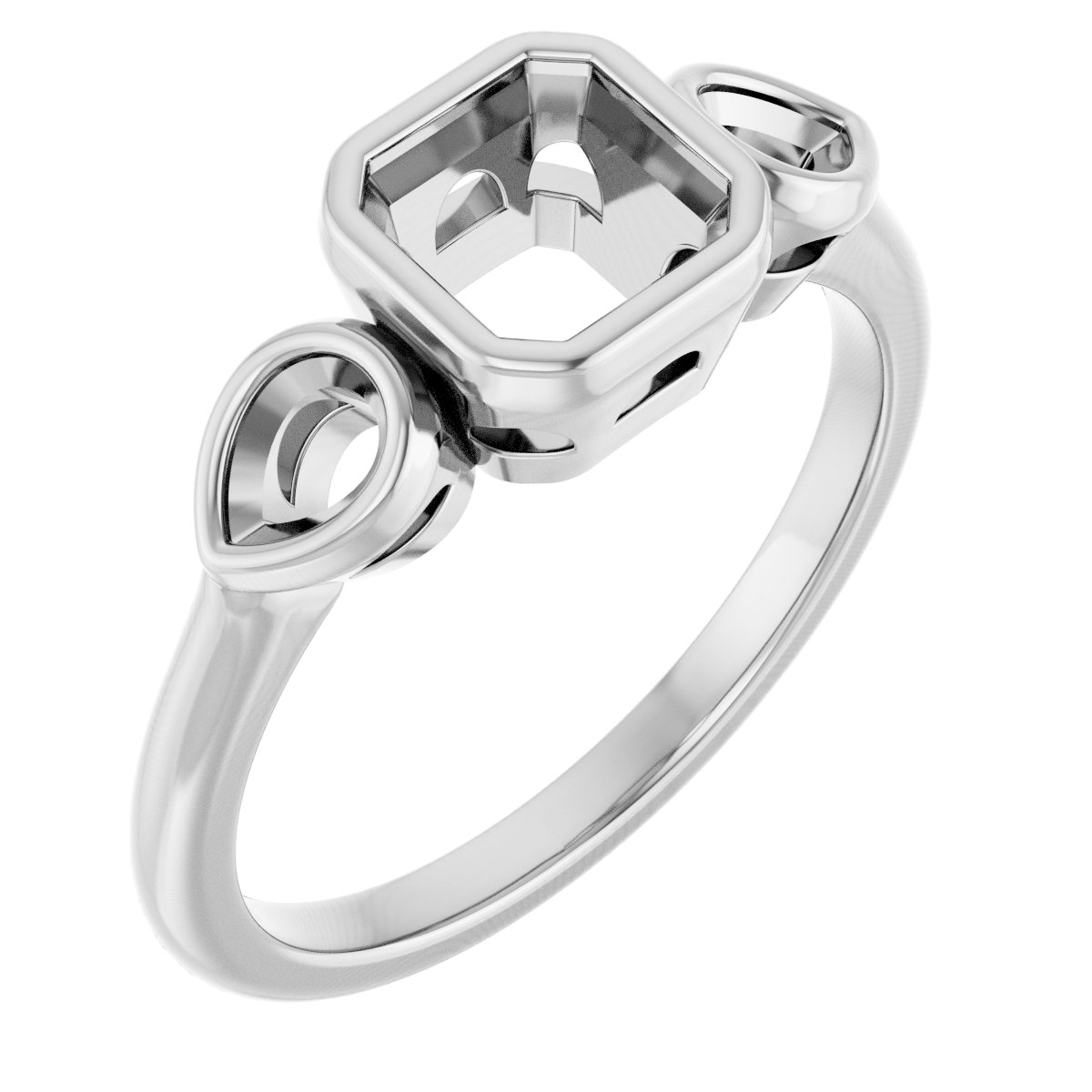 Bezel-Set Three-Stone Engagement Ring