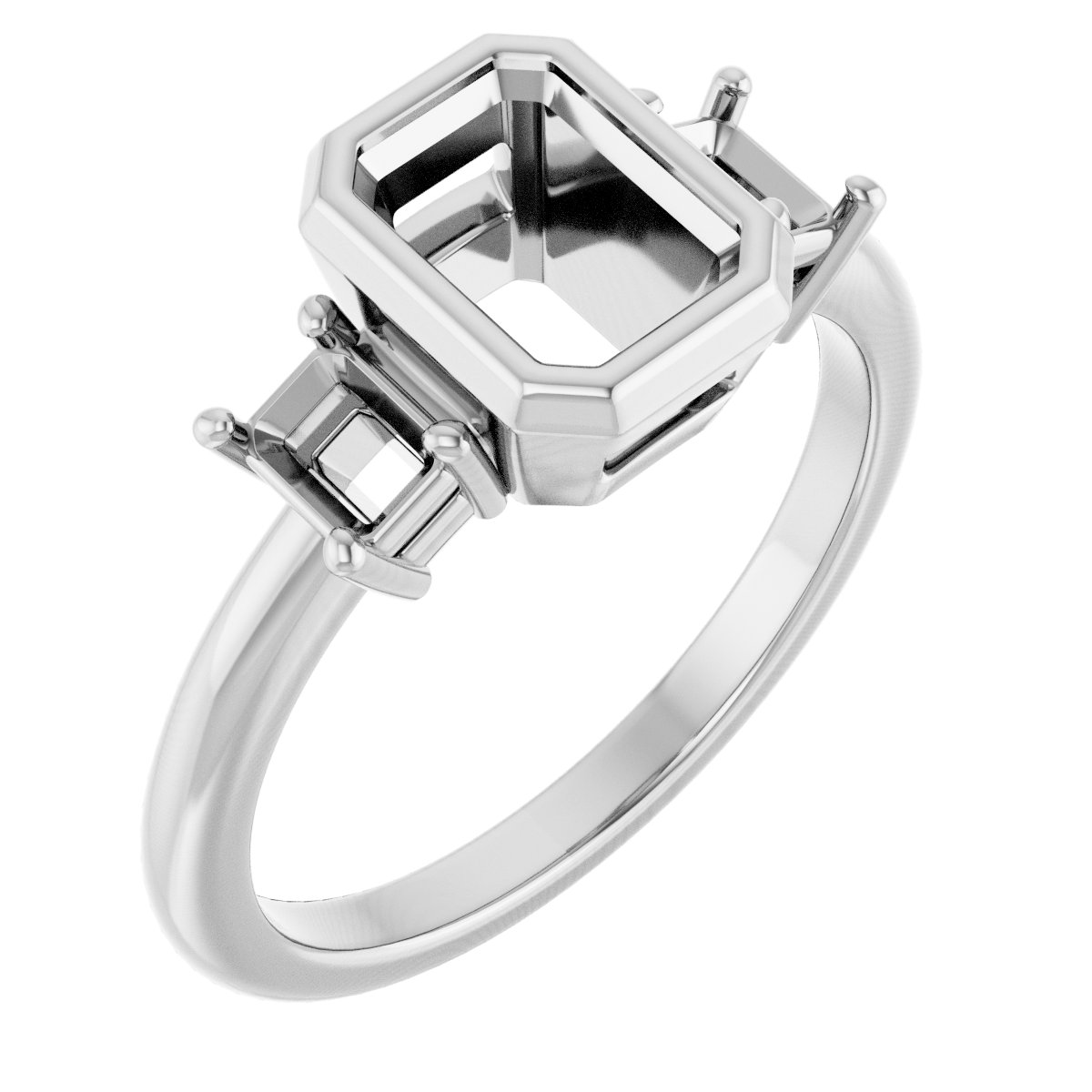 Bezel-Set Three-Stone Engagement Ring