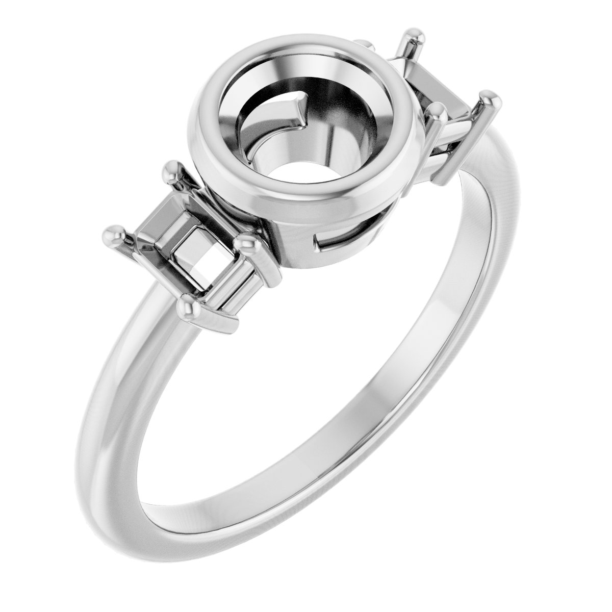 Bezel-Set Three-Stone Engagement Ring