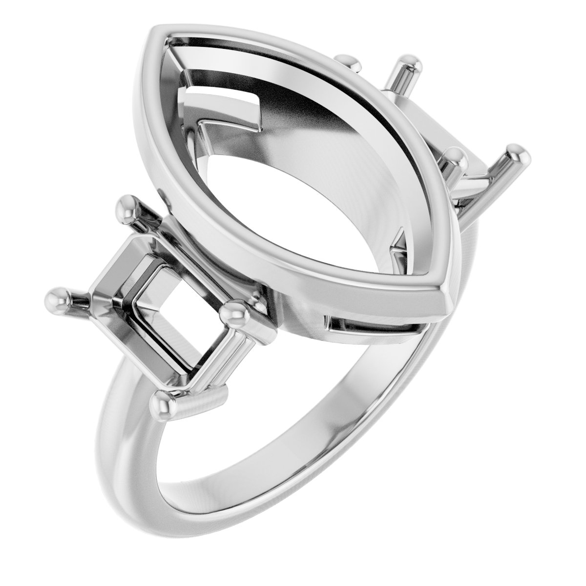 Bezel-Set Three-Stone Engagement Ring