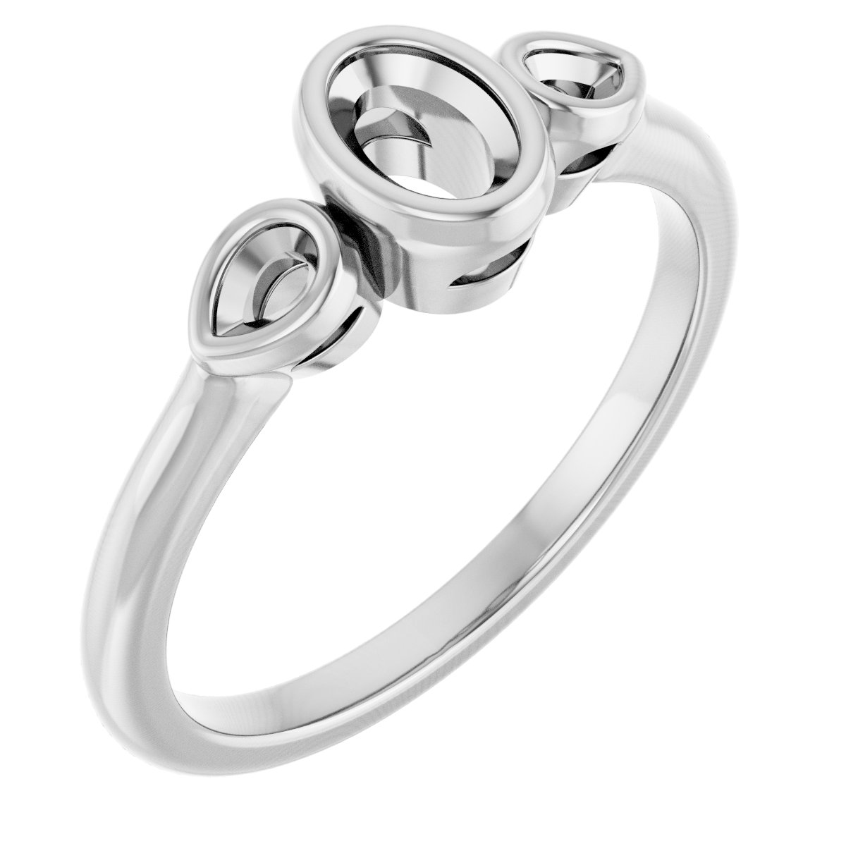 Bezel-Set Three-Stone Engagement Ring