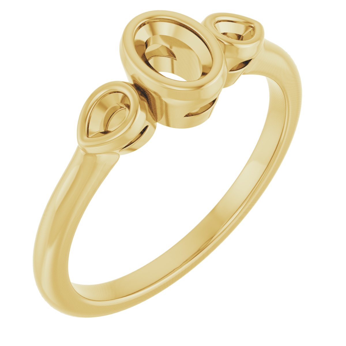 Bezel-Set Three-Stone Engagement Ring