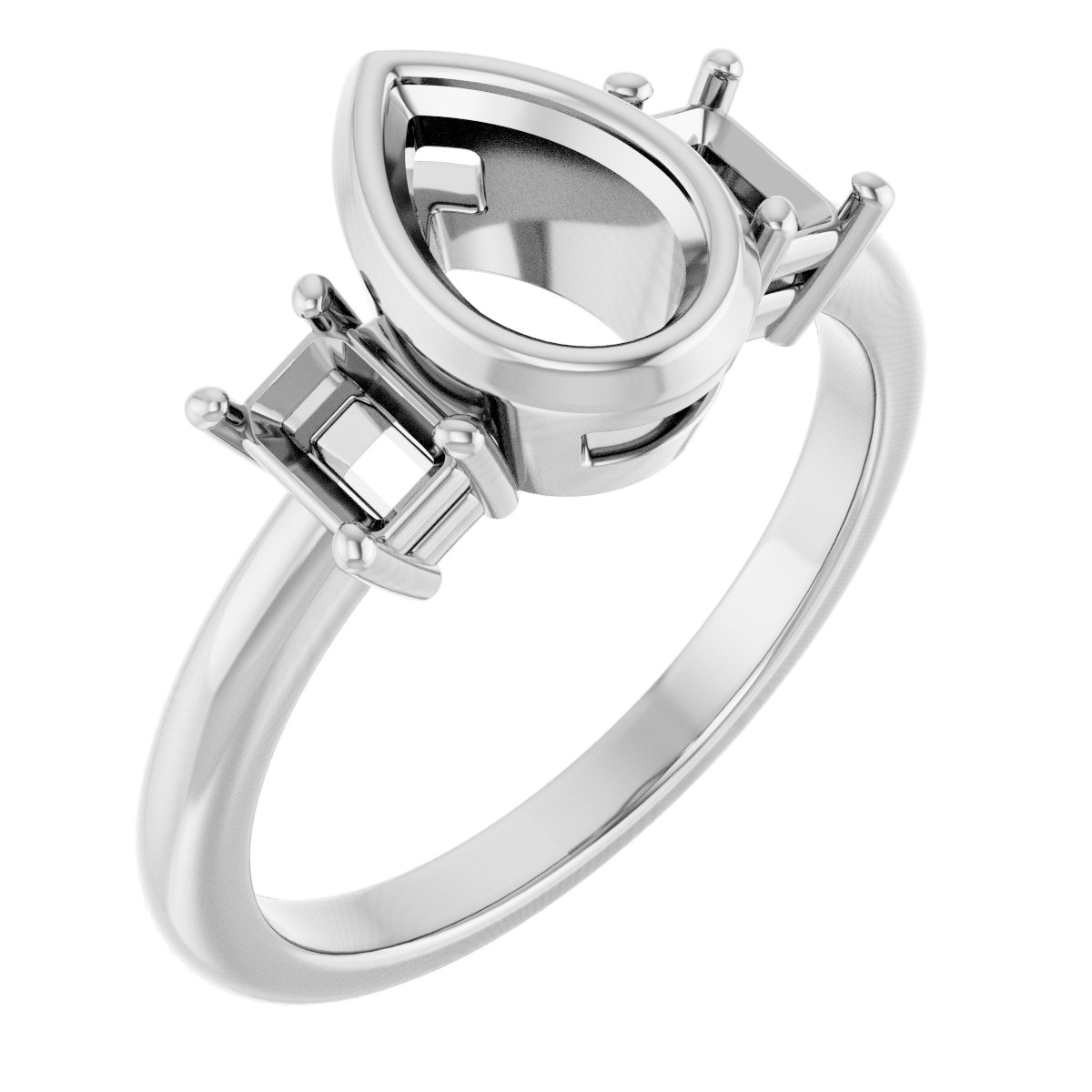 Bezel-Set Three-Stone Engagement Ring