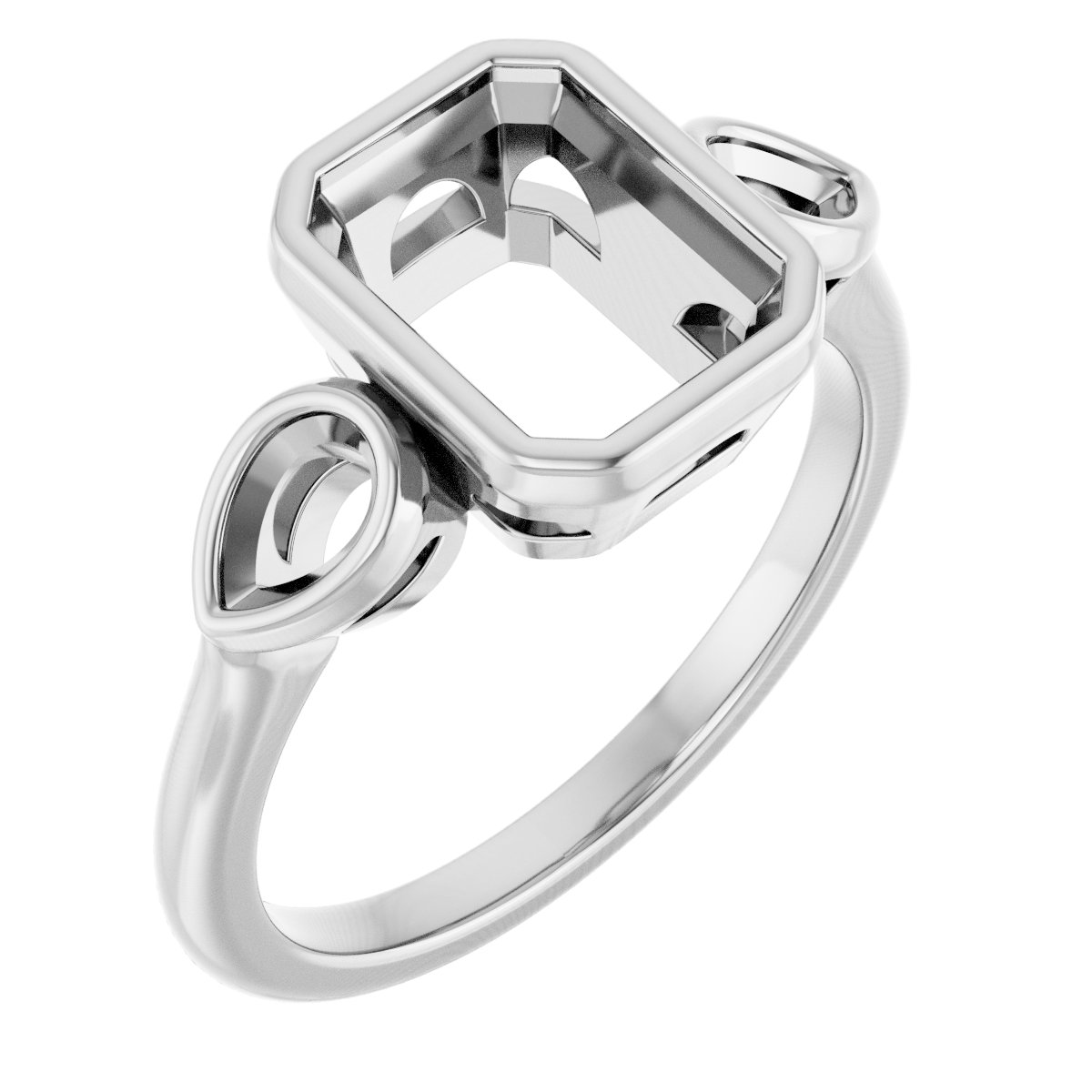 Bezel-Set Three-Stone Engagement Ring