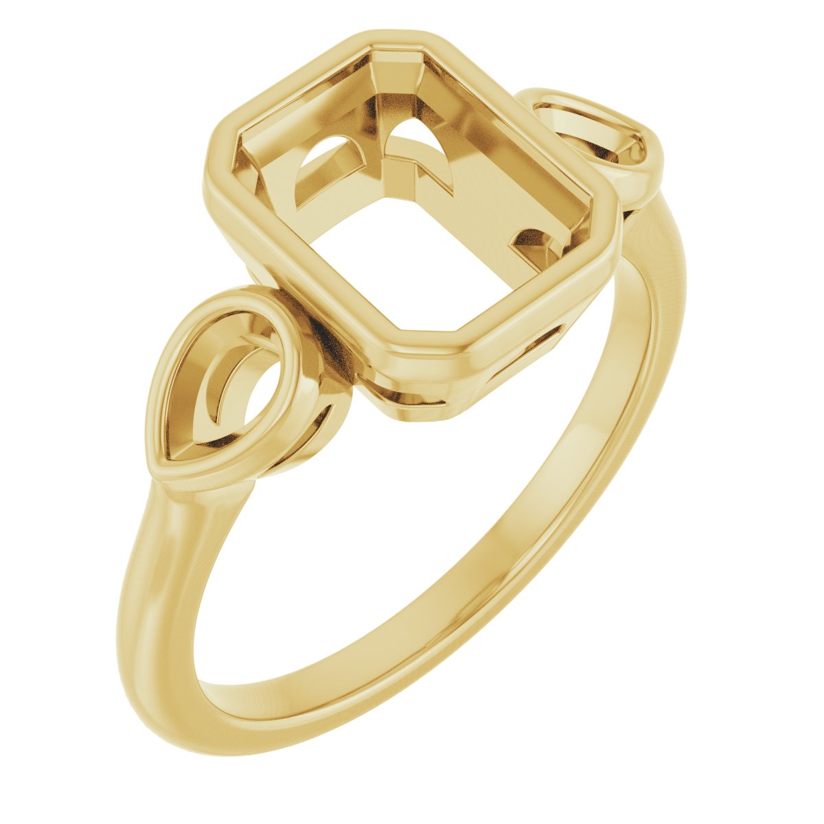 Bezel-Set Three-Stone Engagement Ring