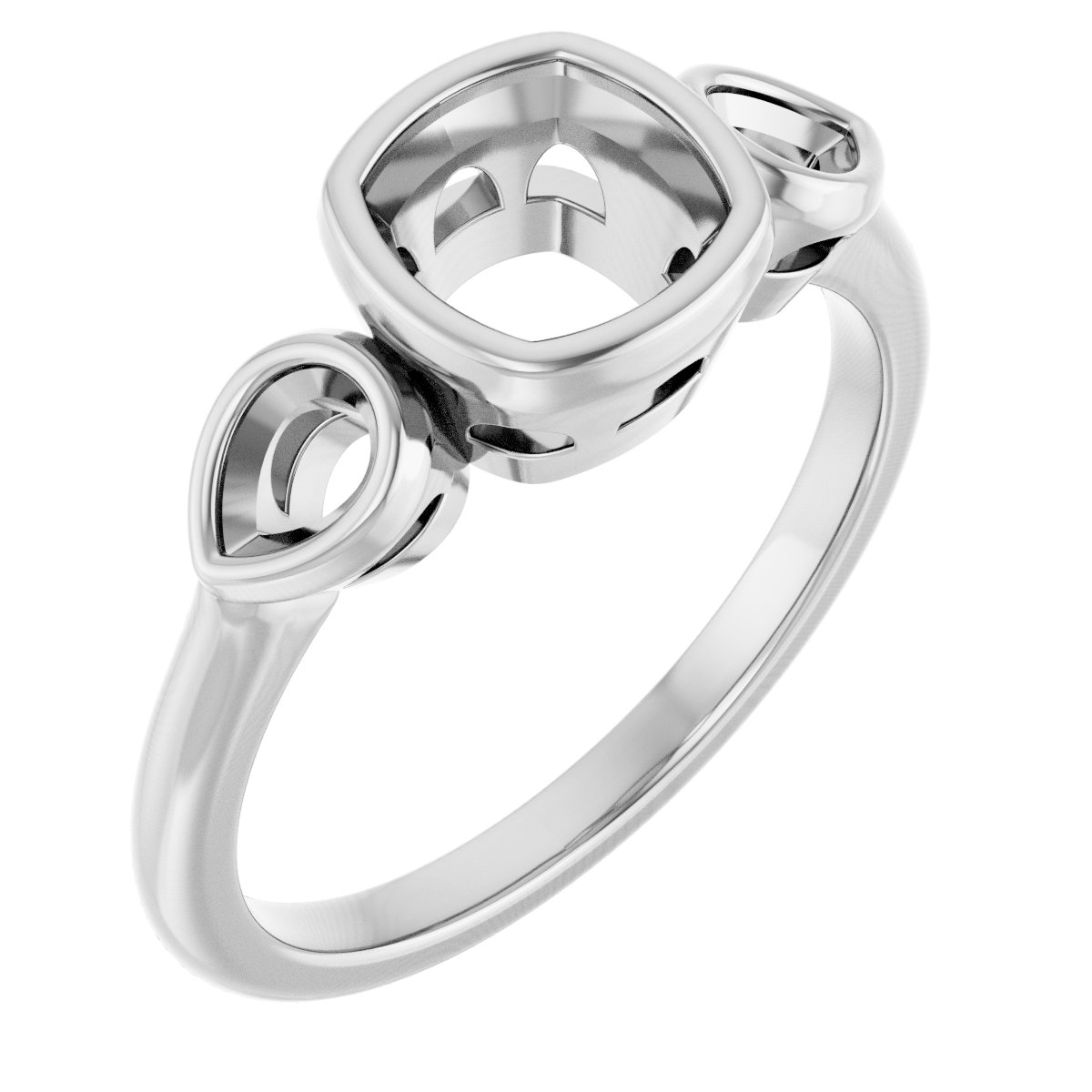 Bezel-Set Three-Stone Engagement Ring