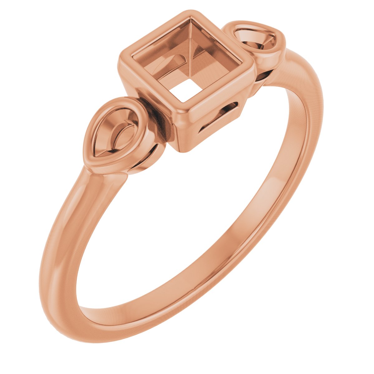 Bezel-Set Three-Stone Engagement Ring