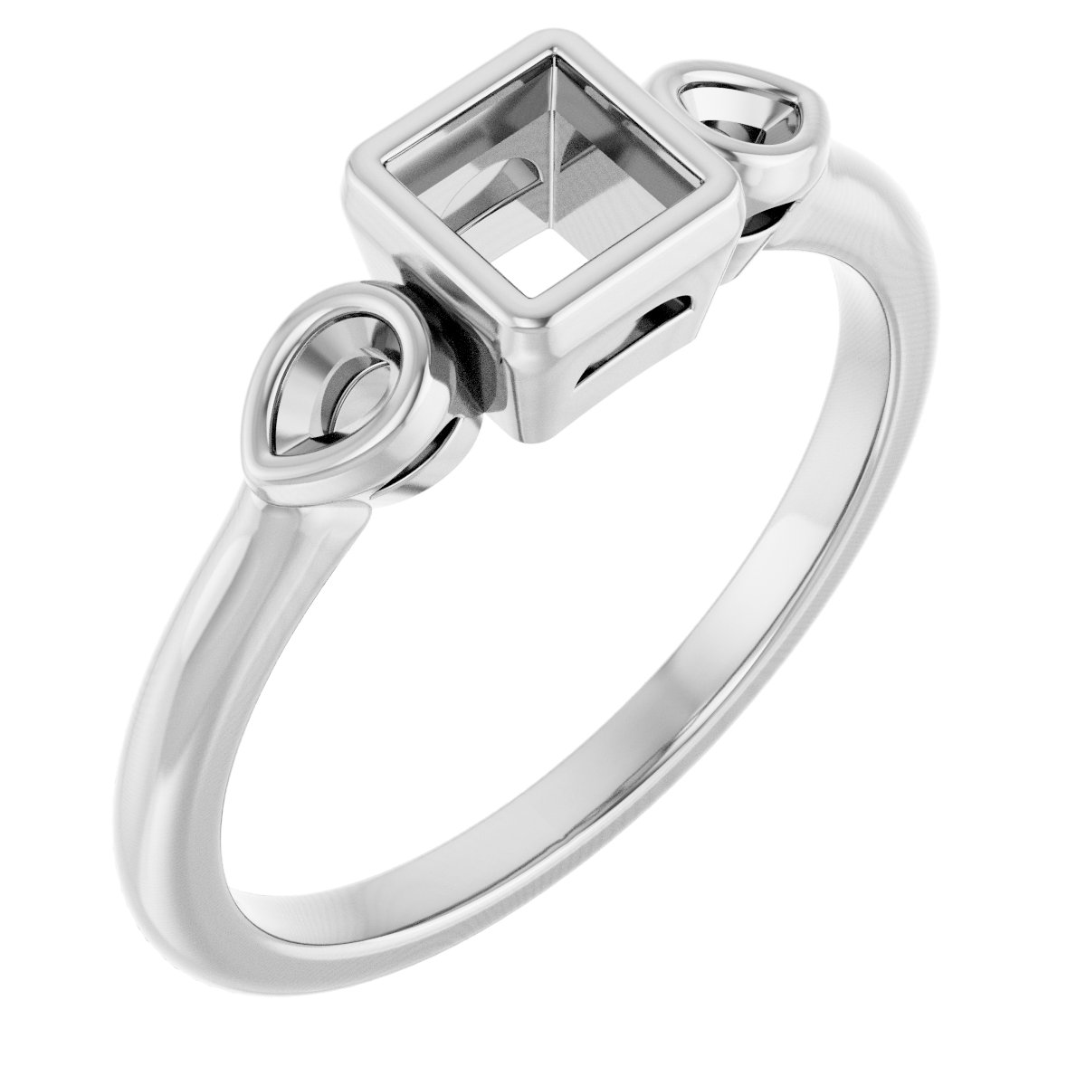 Bezel-Set Three-Stone Engagement Ring