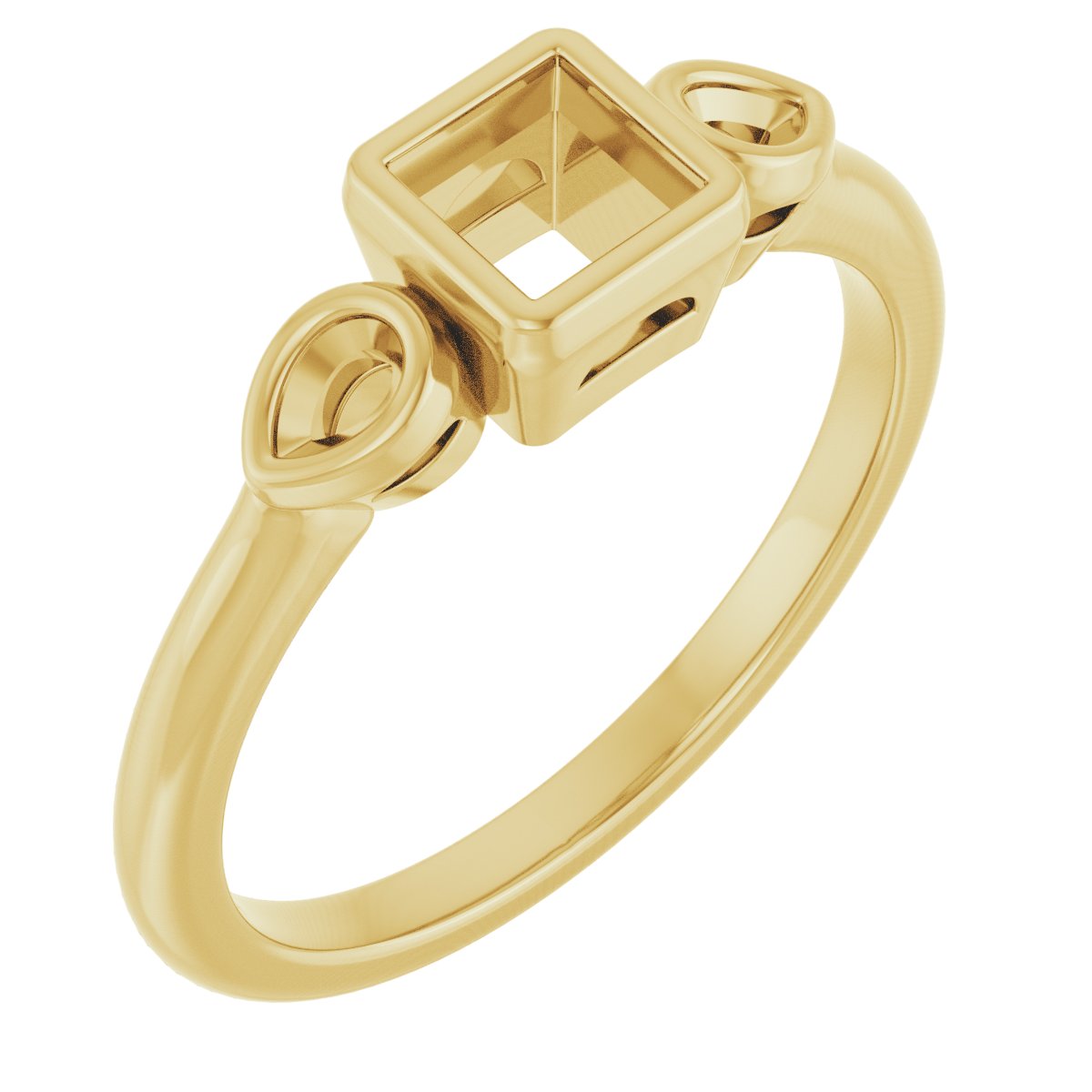 Bezel-Set Three-Stone Engagement Ring