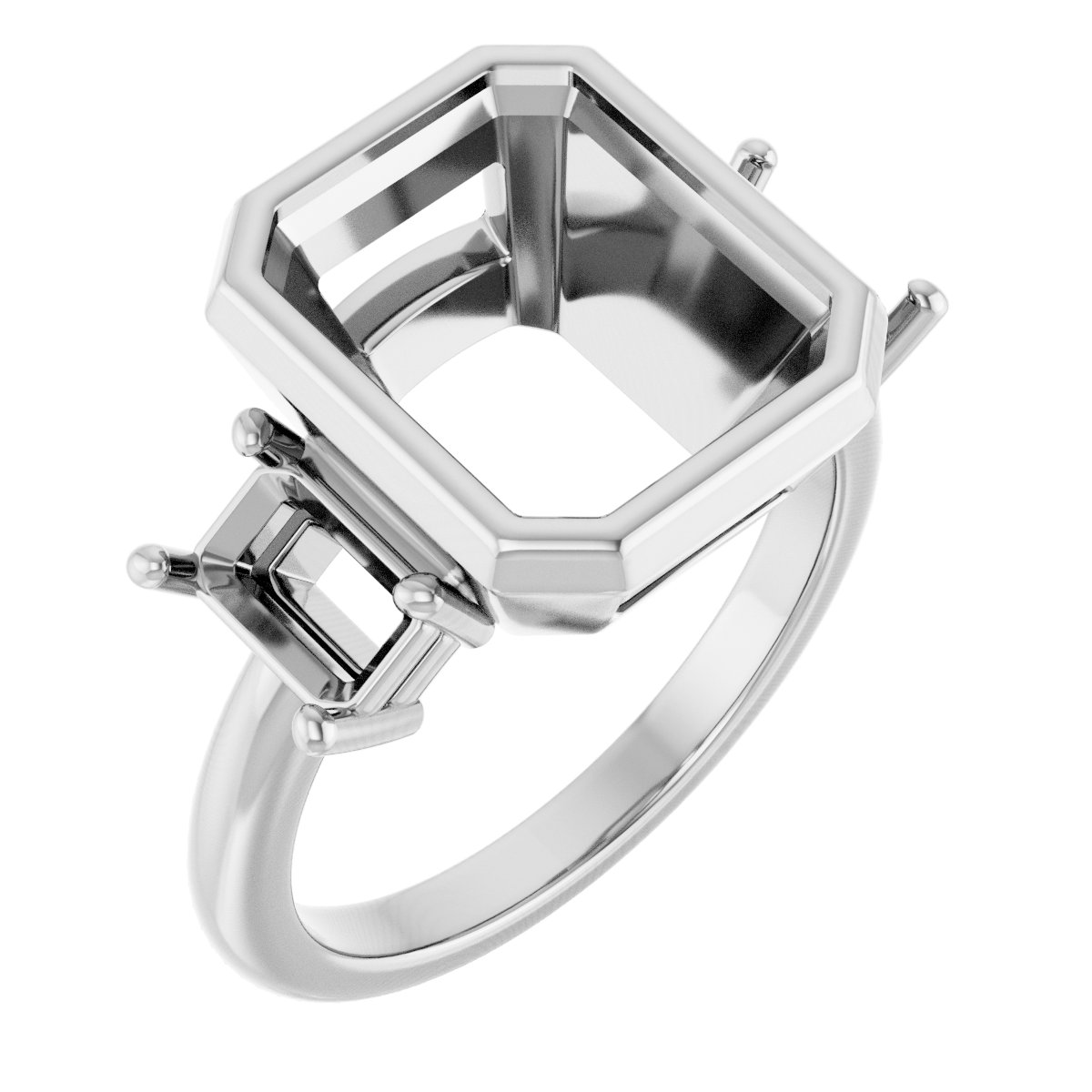 Bezel-Set Three-Stone Engagement Ring
