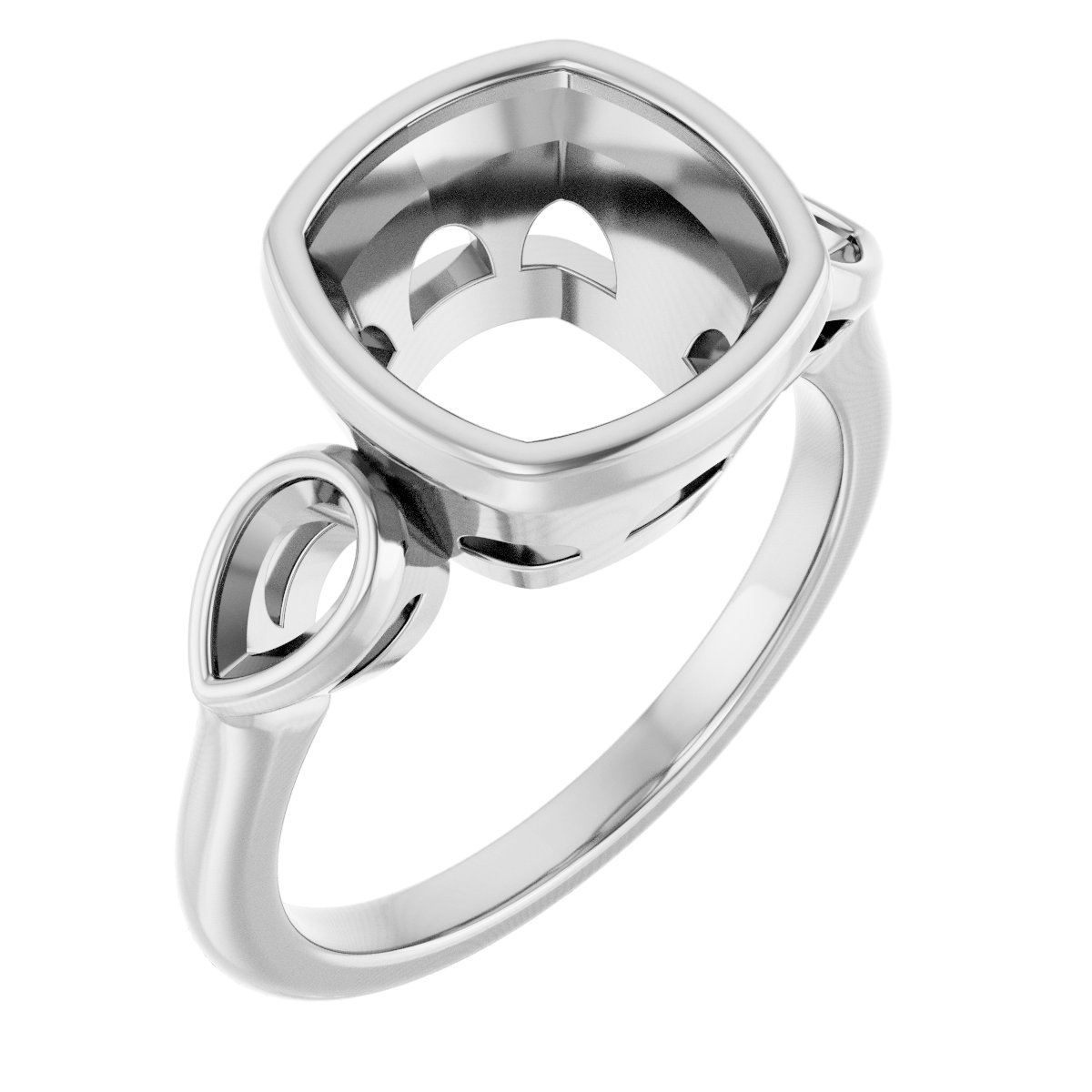 Bezel-Set Three-Stone Engagement Ring