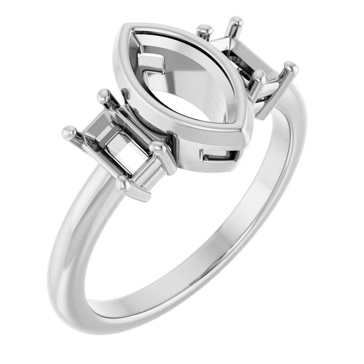Bezel-Set Three-Stone Engagement Ring