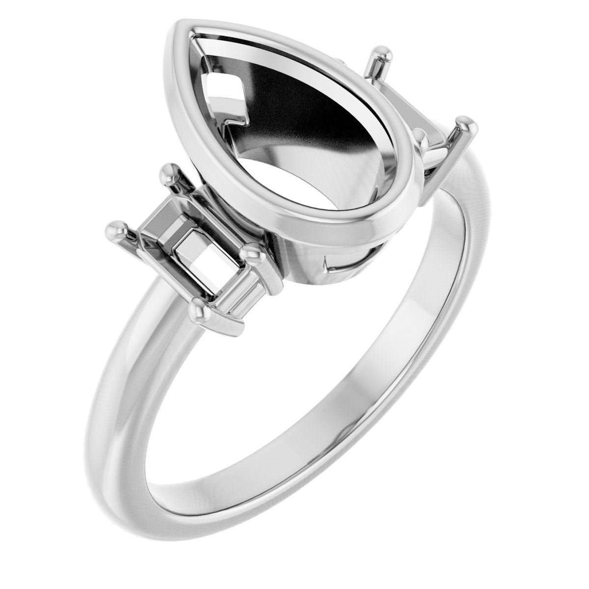 Bezel-Set Three-Stone Engagement Ring