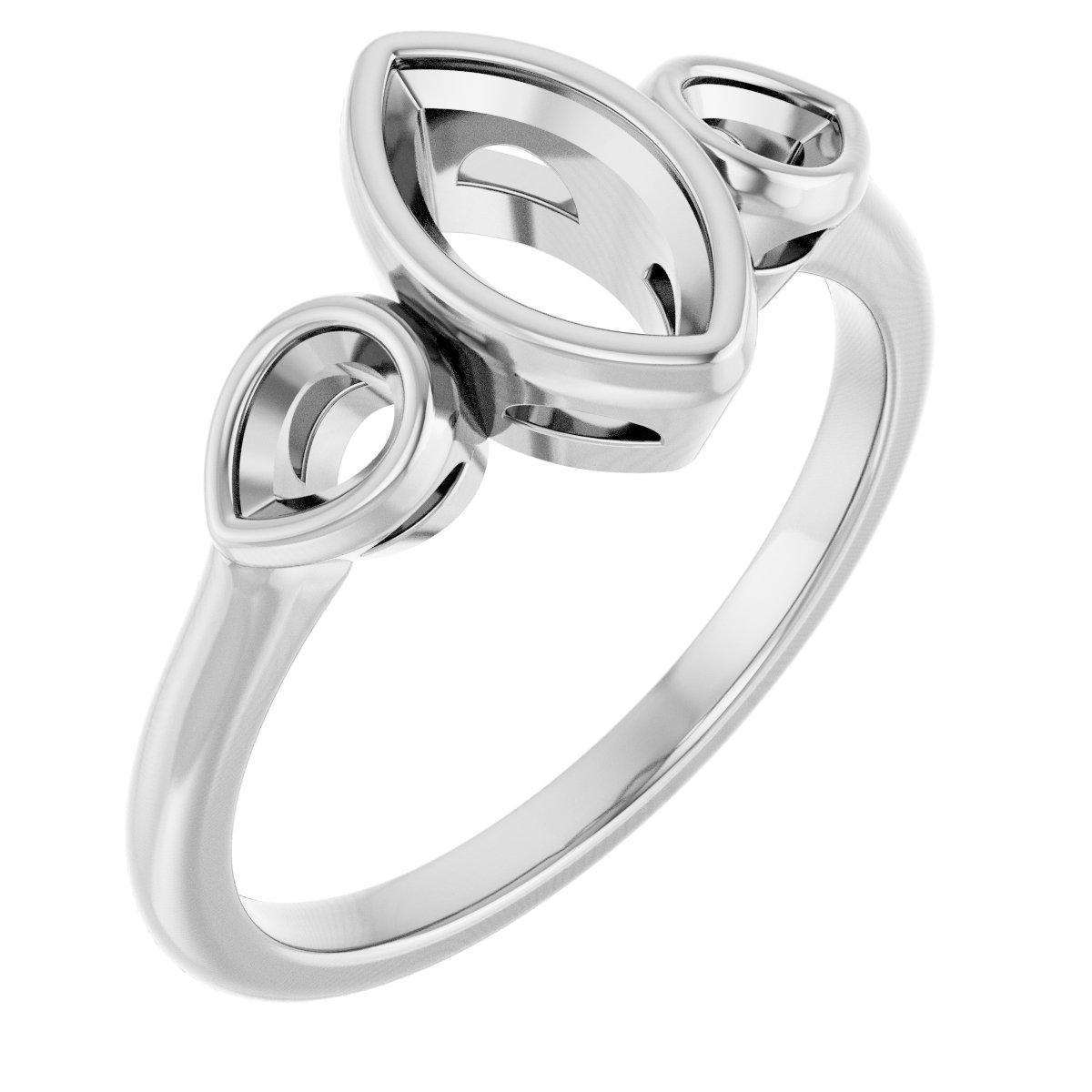 Bezel-Set Three-Stone Engagement Ring