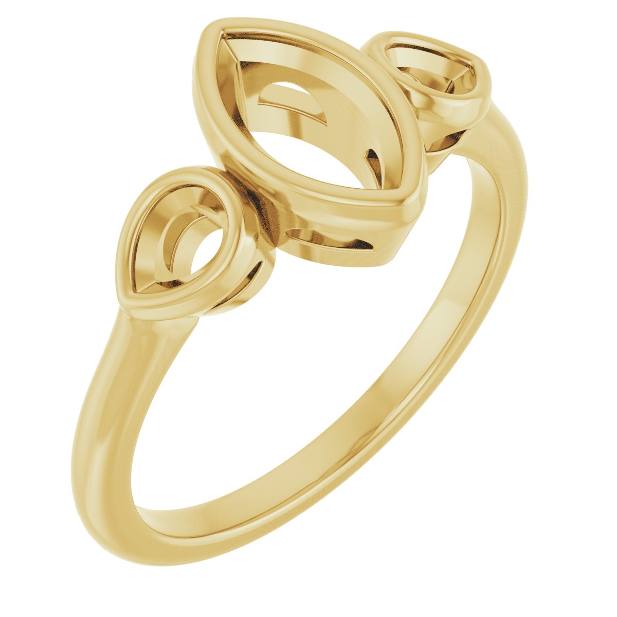 Bezel-Set Three-Stone Engagement Ring