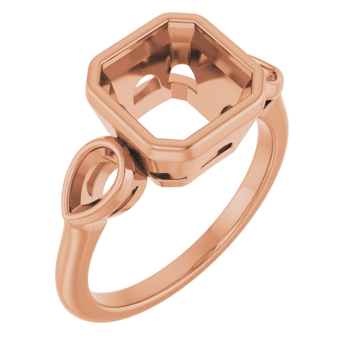 Bezel-Set Three-Stone Engagement Ring