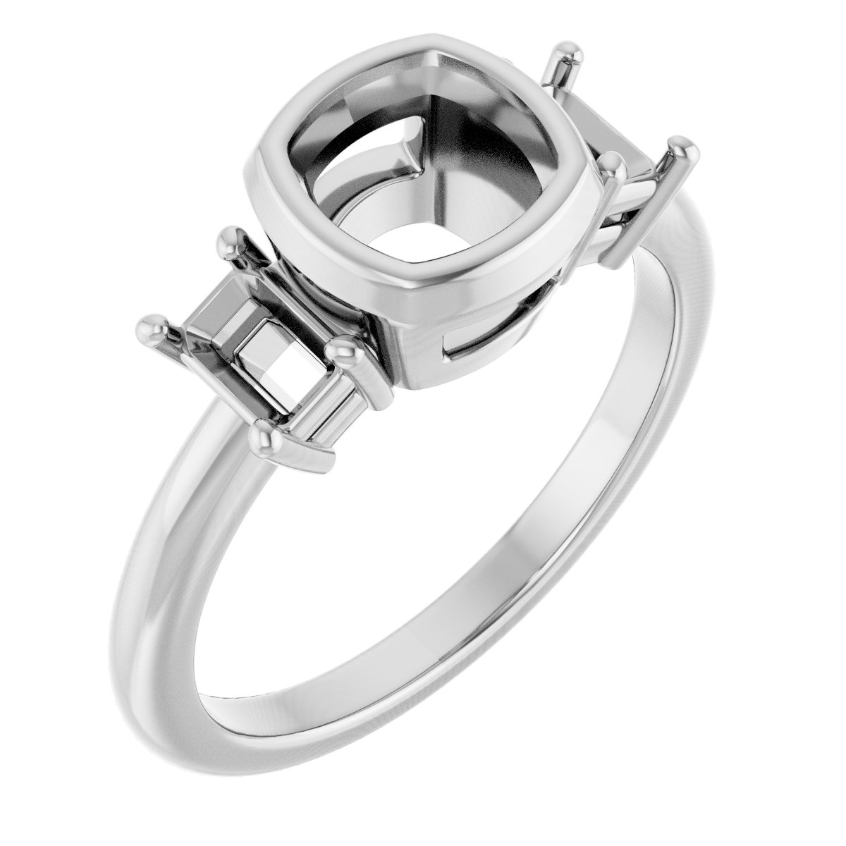Bezel-Set Three-Stone Engagement Ring