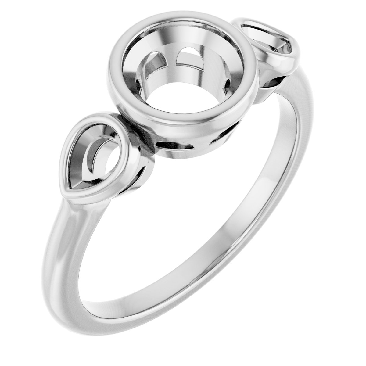 Bezel-Set Three-Stone Engagement Ring