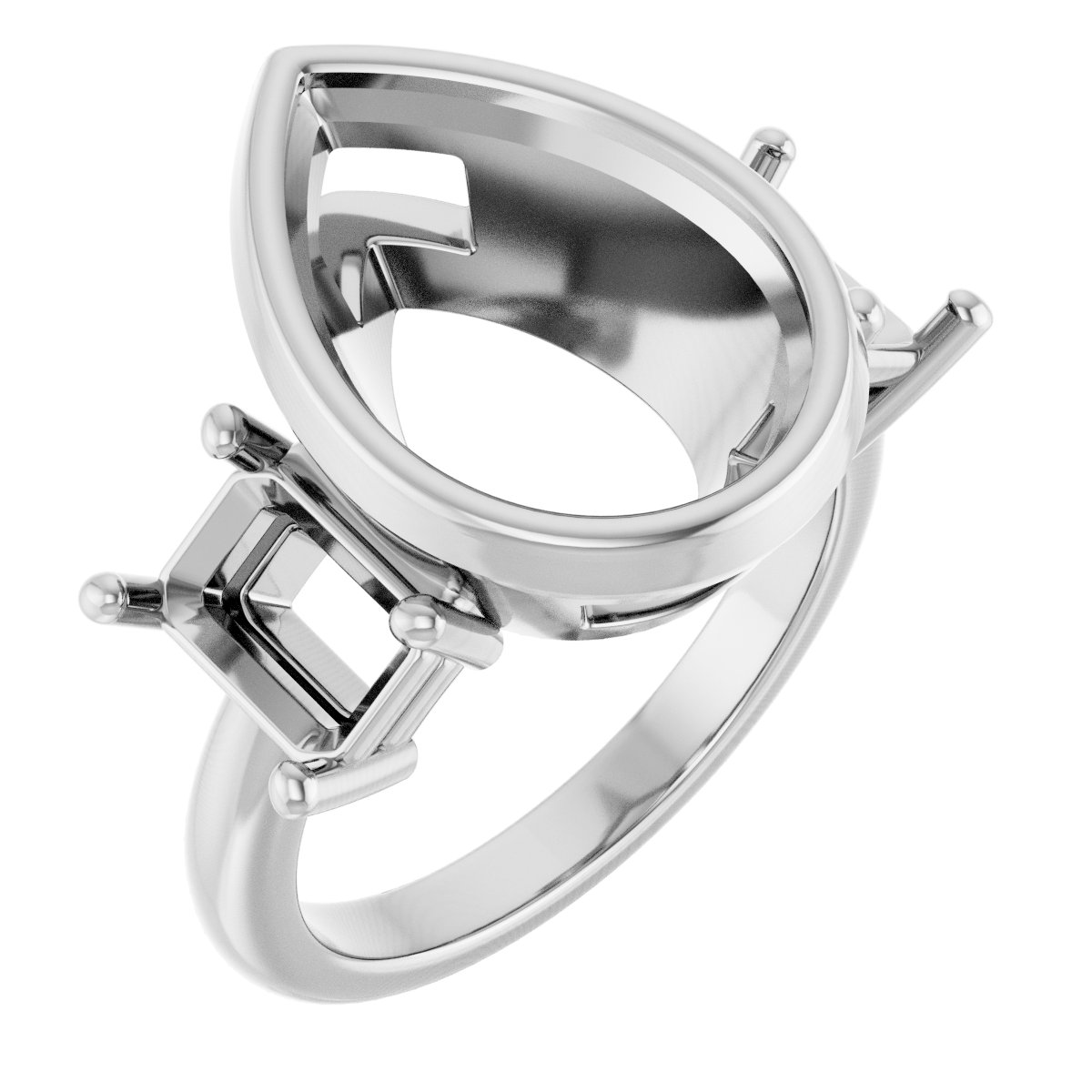 Bezel-Set Three-Stone Engagement Ring