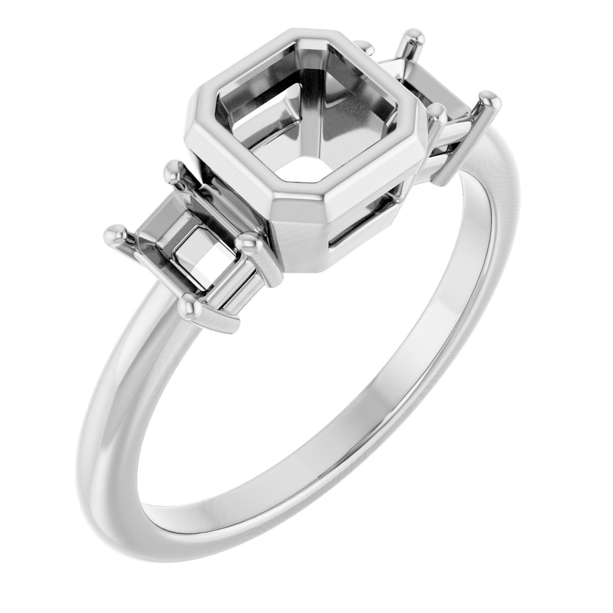 Bezel-Set Three-Stone Engagement Ring