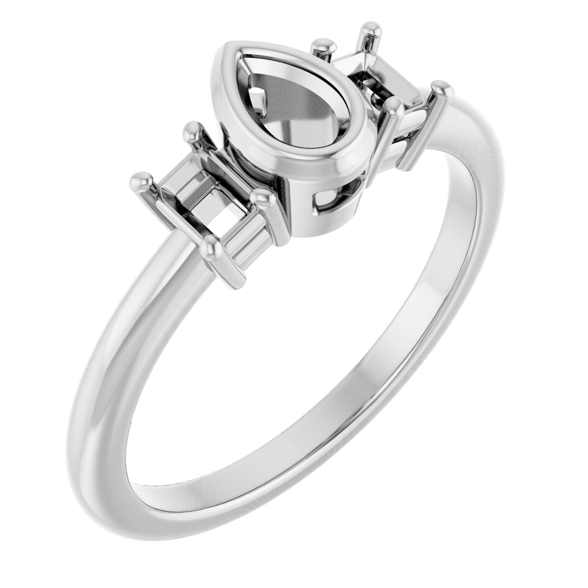 Bezel-Set Three-Stone Engagement Ring