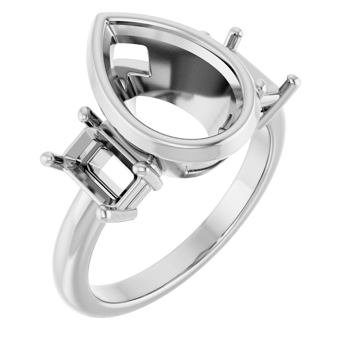Bezel-Set Three-Stone Engagement Ring