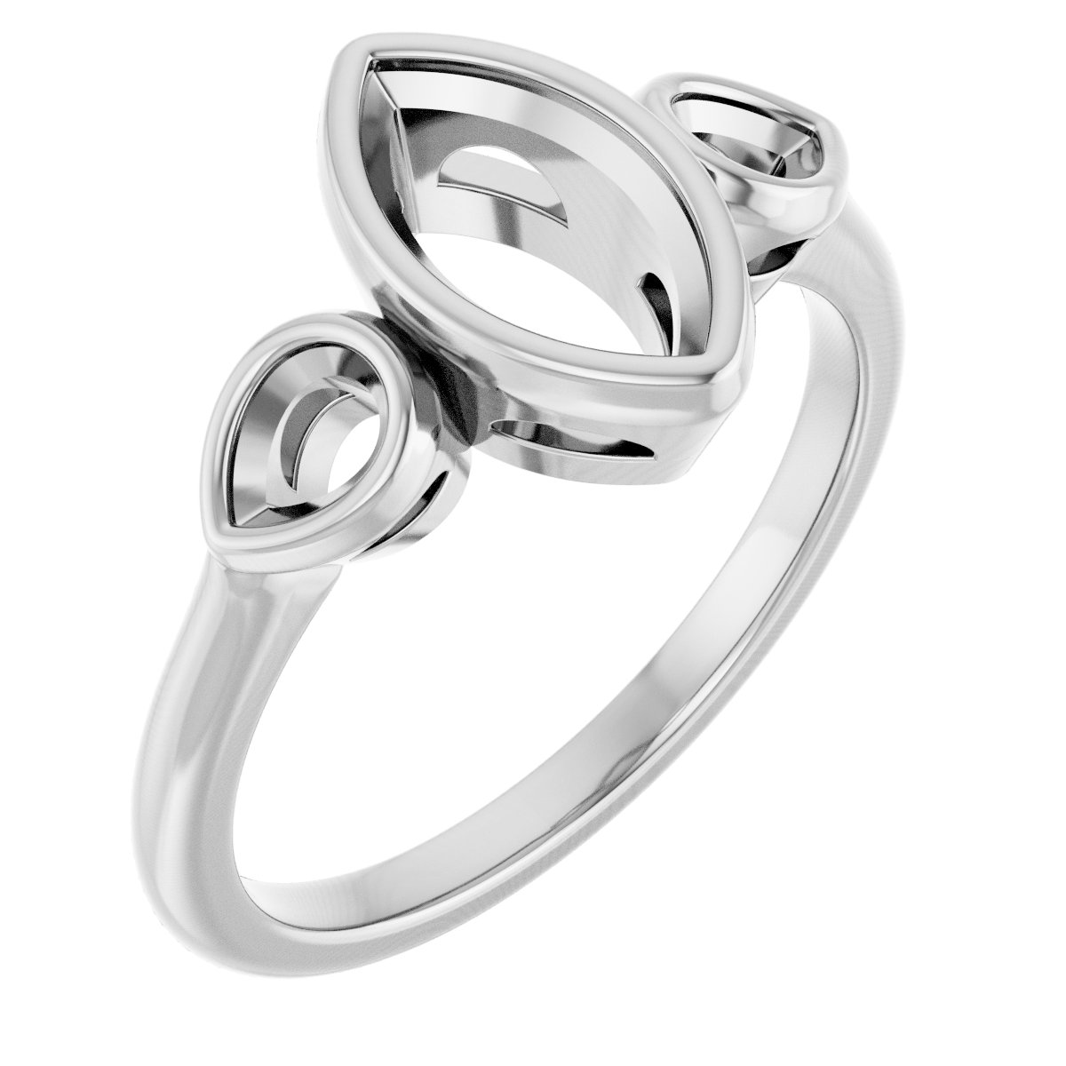 Bezel-Set Three-Stone Engagement Ring