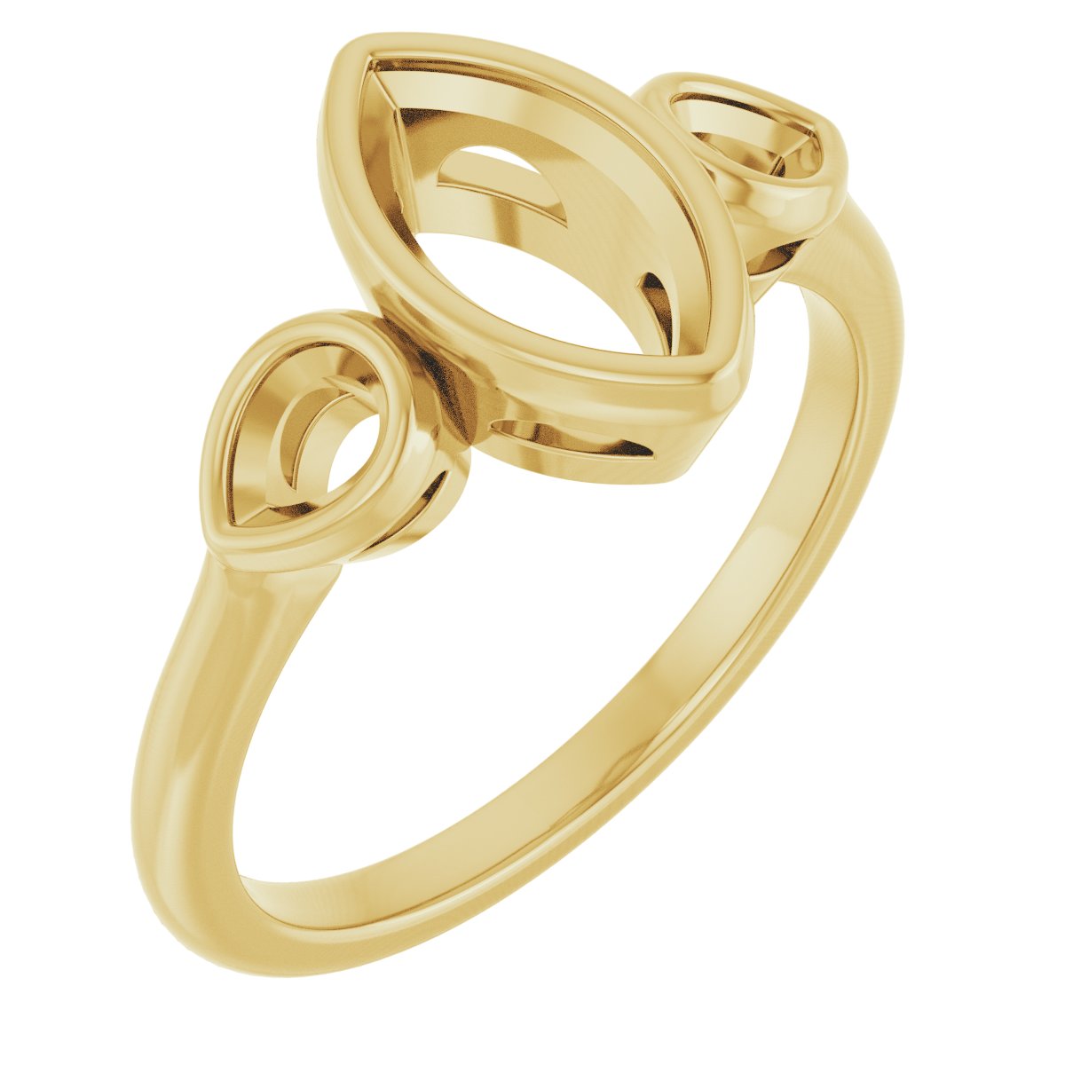 Bezel-Set Three-Stone Engagement Ring