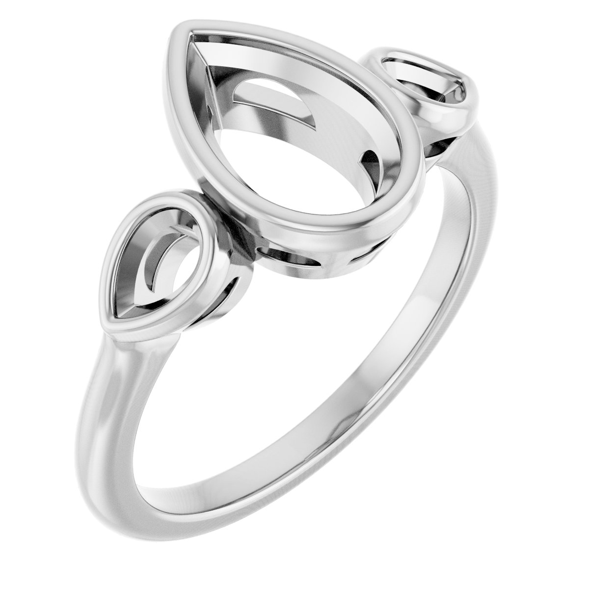 Bezel-Set Three-Stone Engagement Ring