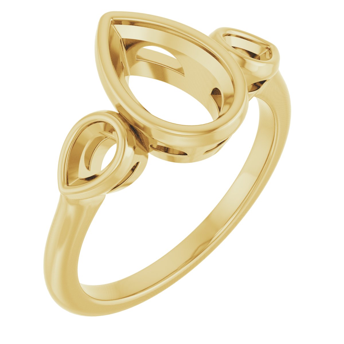Bezel-Set Three-Stone Engagement Ring