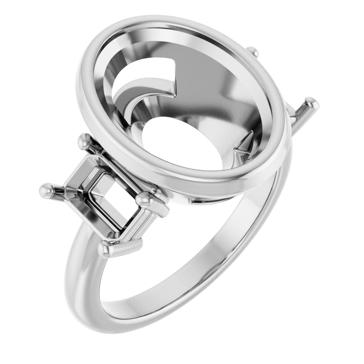 Bezel-Set Three-Stone Engagement Ring