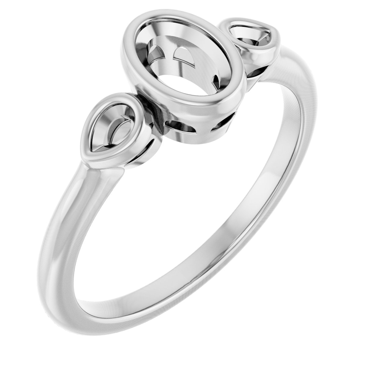 Bezel-Set Three-Stone Engagement Ring