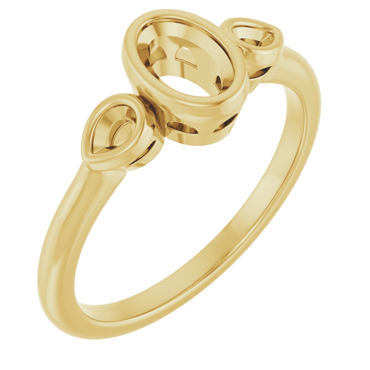 Bezel-Set Three-Stone Engagement Ring