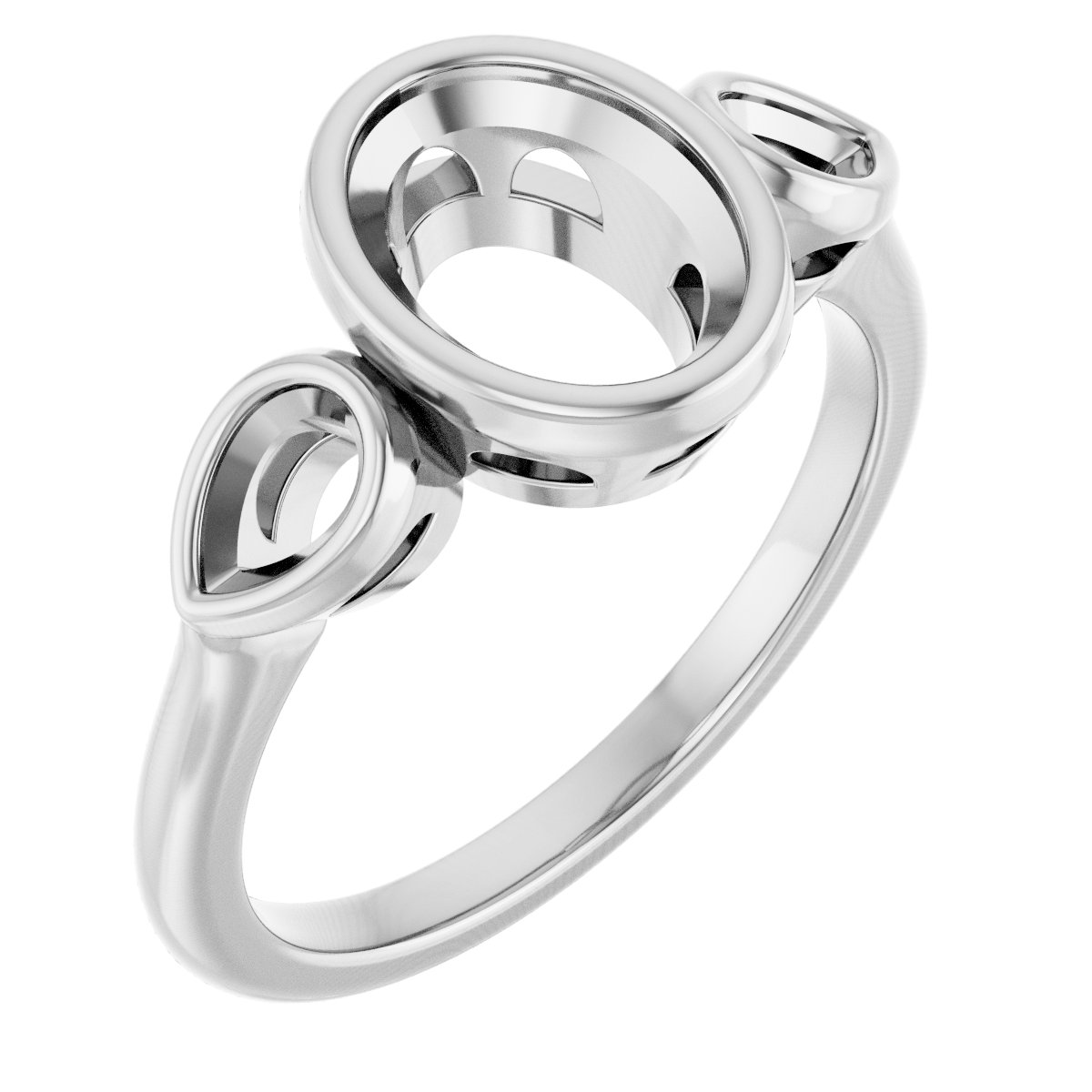 Bezel-Set Three-Stone Engagement Ring