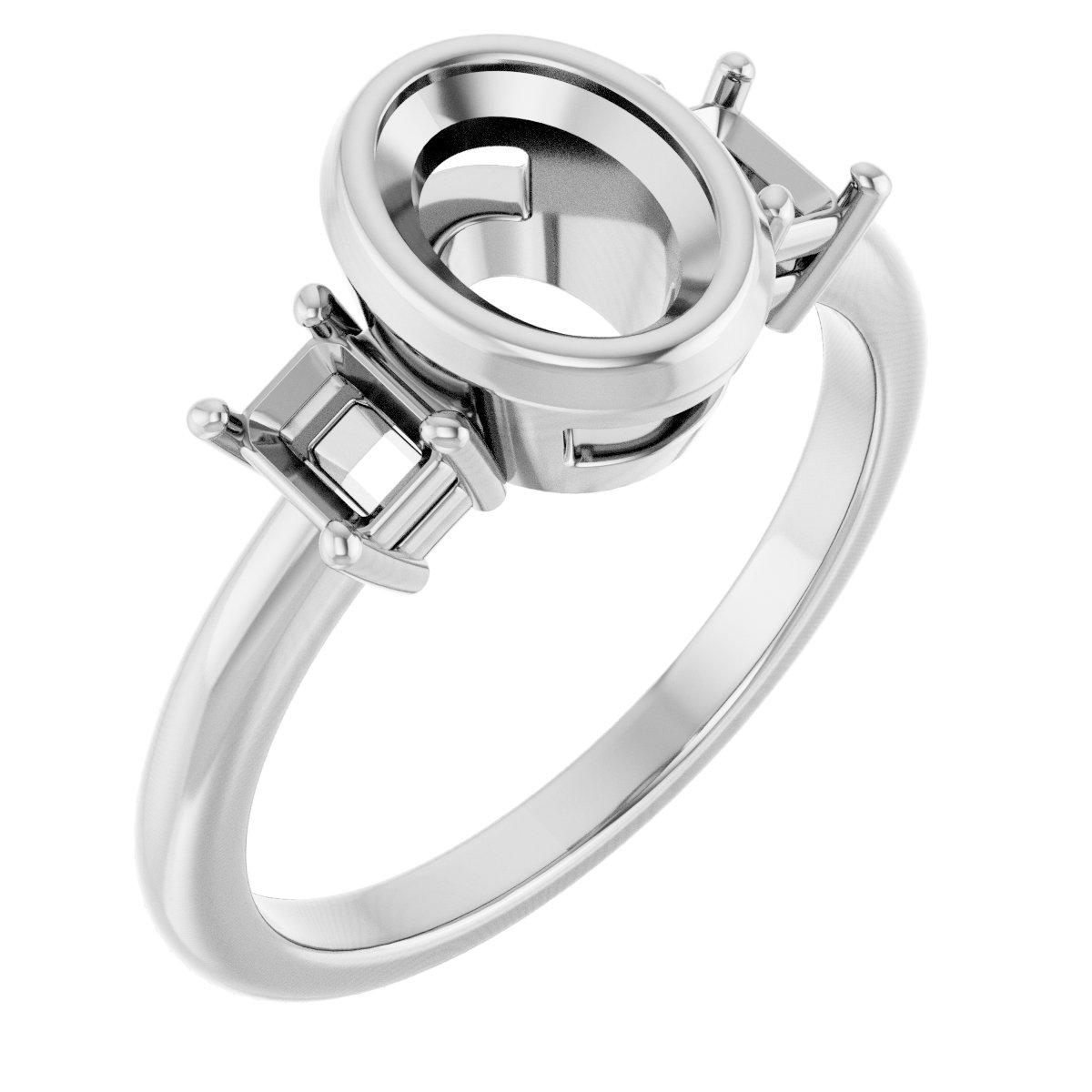 Bezel-Set Three-Stone Engagement Ring