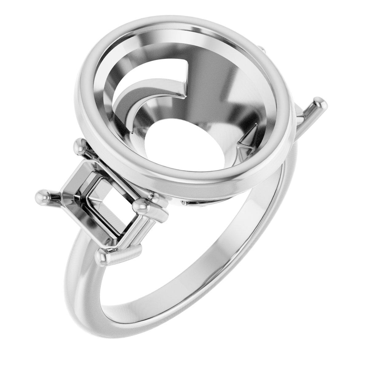 Bezel-Set Three-Stone Engagement Ring