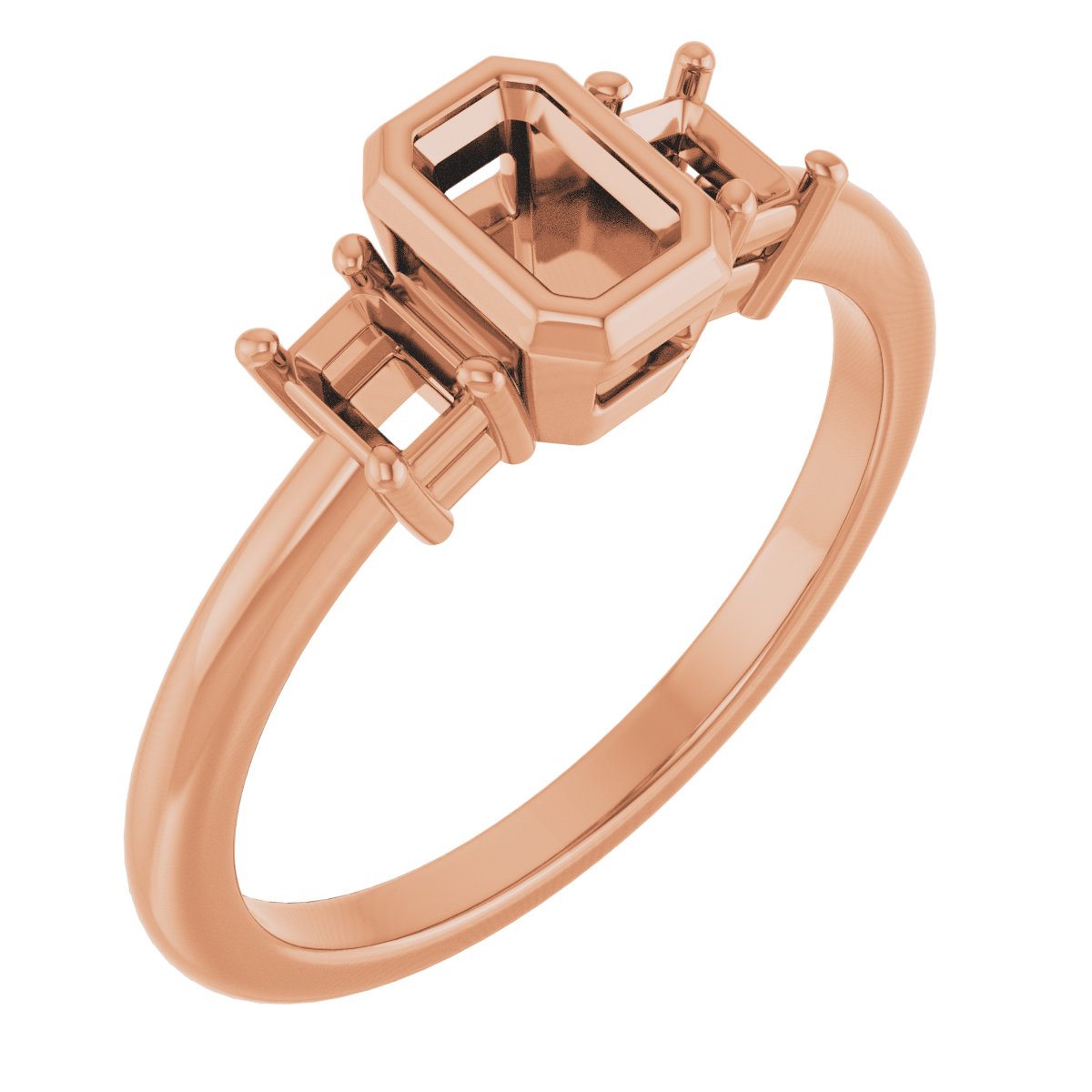Bezel-Set Three-Stone Engagement Ring