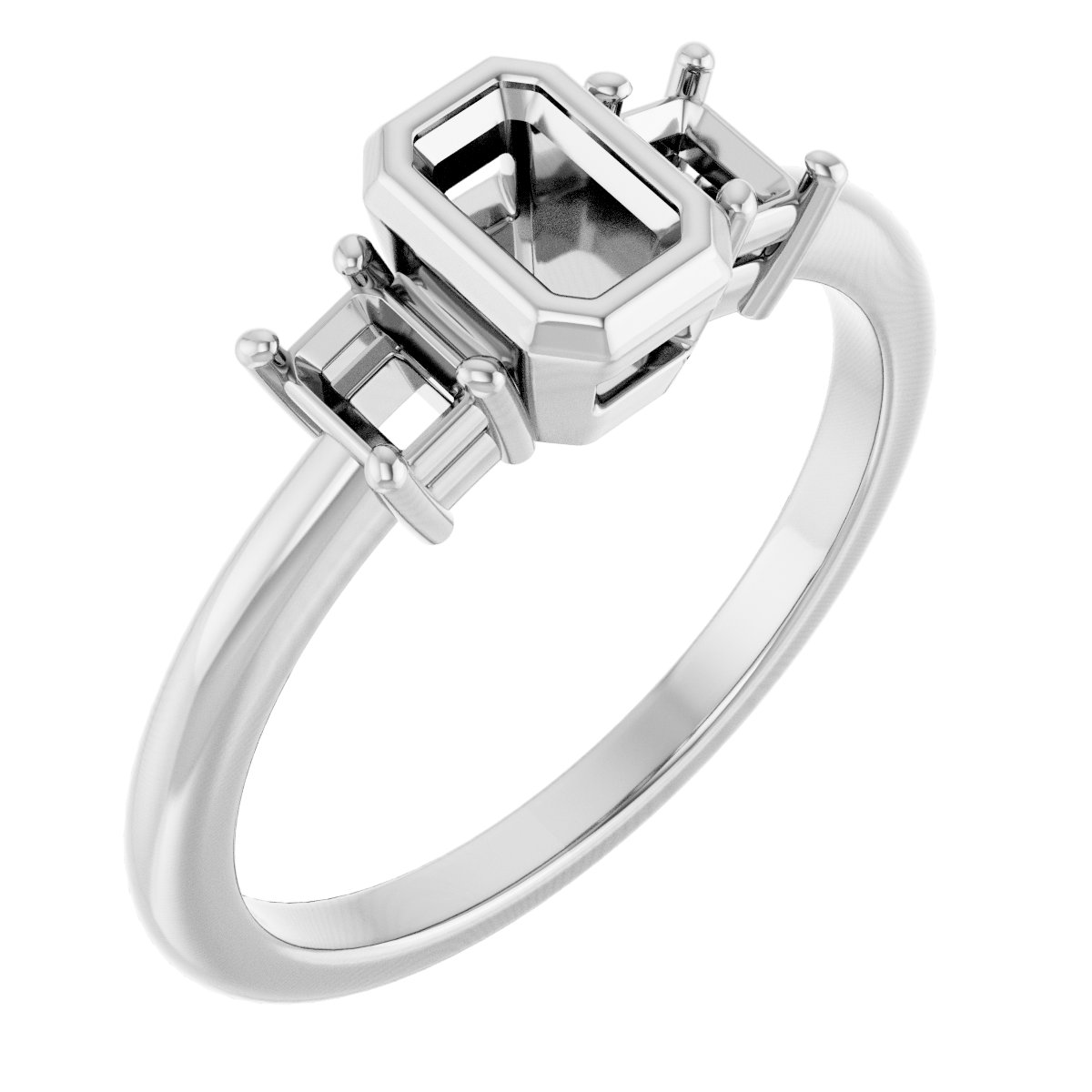 Bezel-Set Three-Stone Engagement Ring