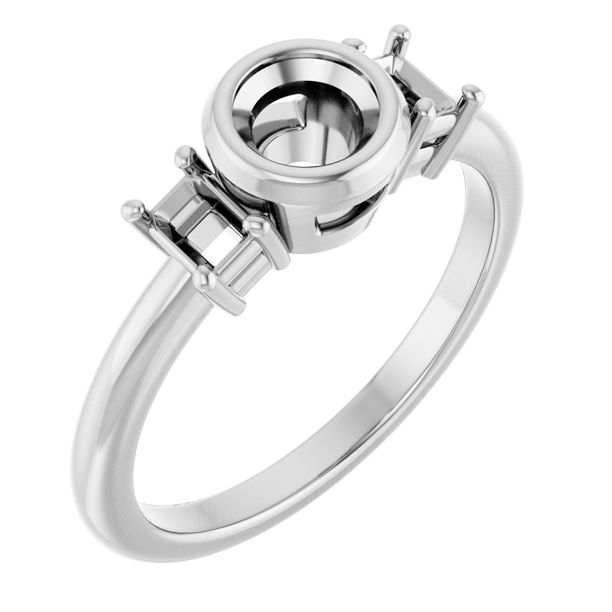 Bezel-Set Three-Stone Engagement Ring