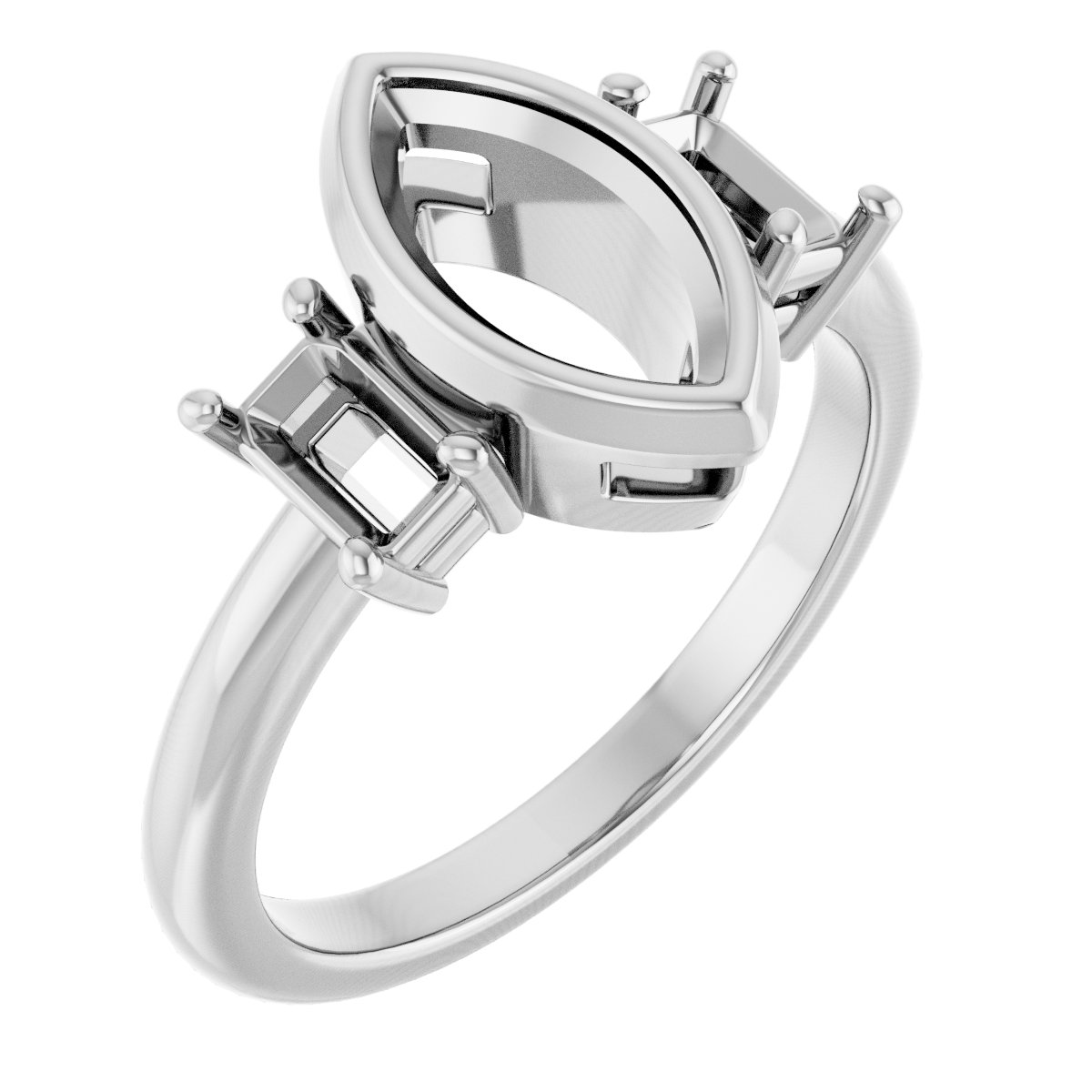 Bezel-Set Three-Stone Engagement Ring