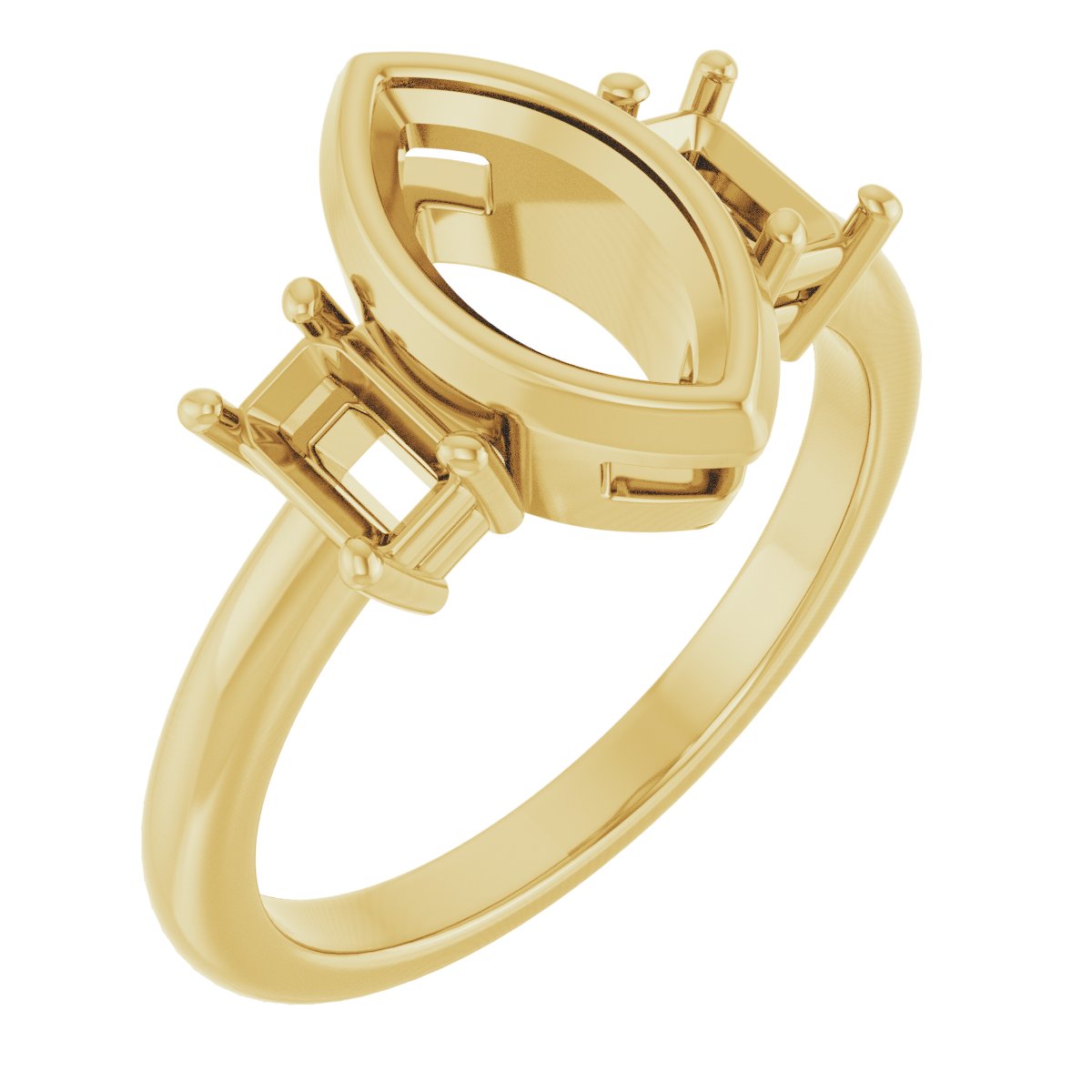 Bezel-Set Three-Stone Engagement Ring