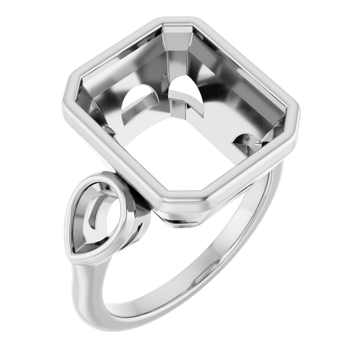 Bezel-Set Three-Stone Engagement Ring