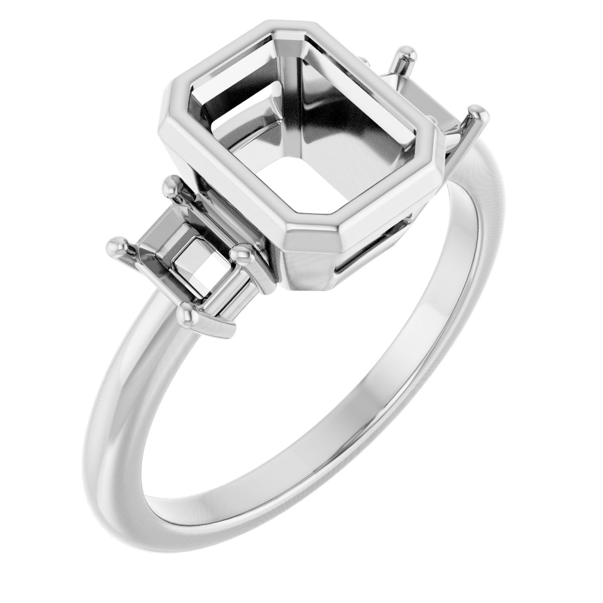 Bezel-Set Three-Stone Engagement Ring